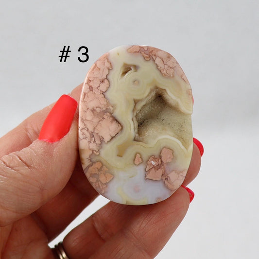 Pink Lace Agate Crystal Palm Stone , Cotton Candy Agate - CHOOSE YOUR FAVORITE