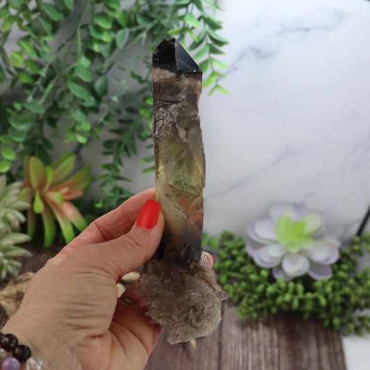 Smoky Citrine Double Terminated Crystal Point with Cluster