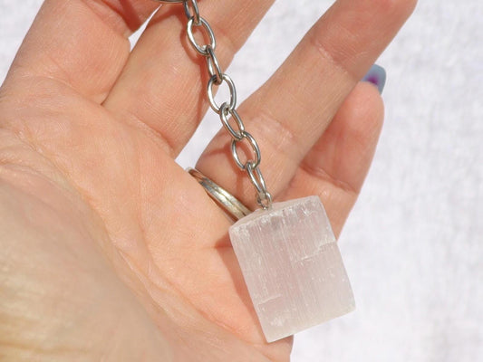 Selenite Key Chain