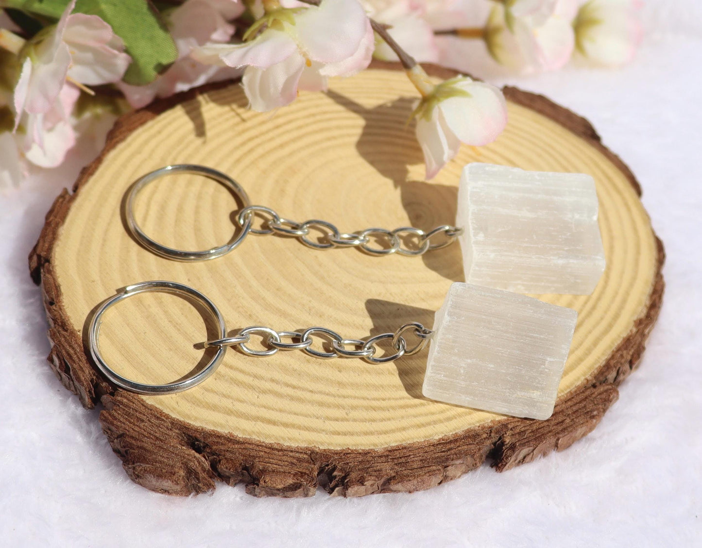 Selenite Key Chain