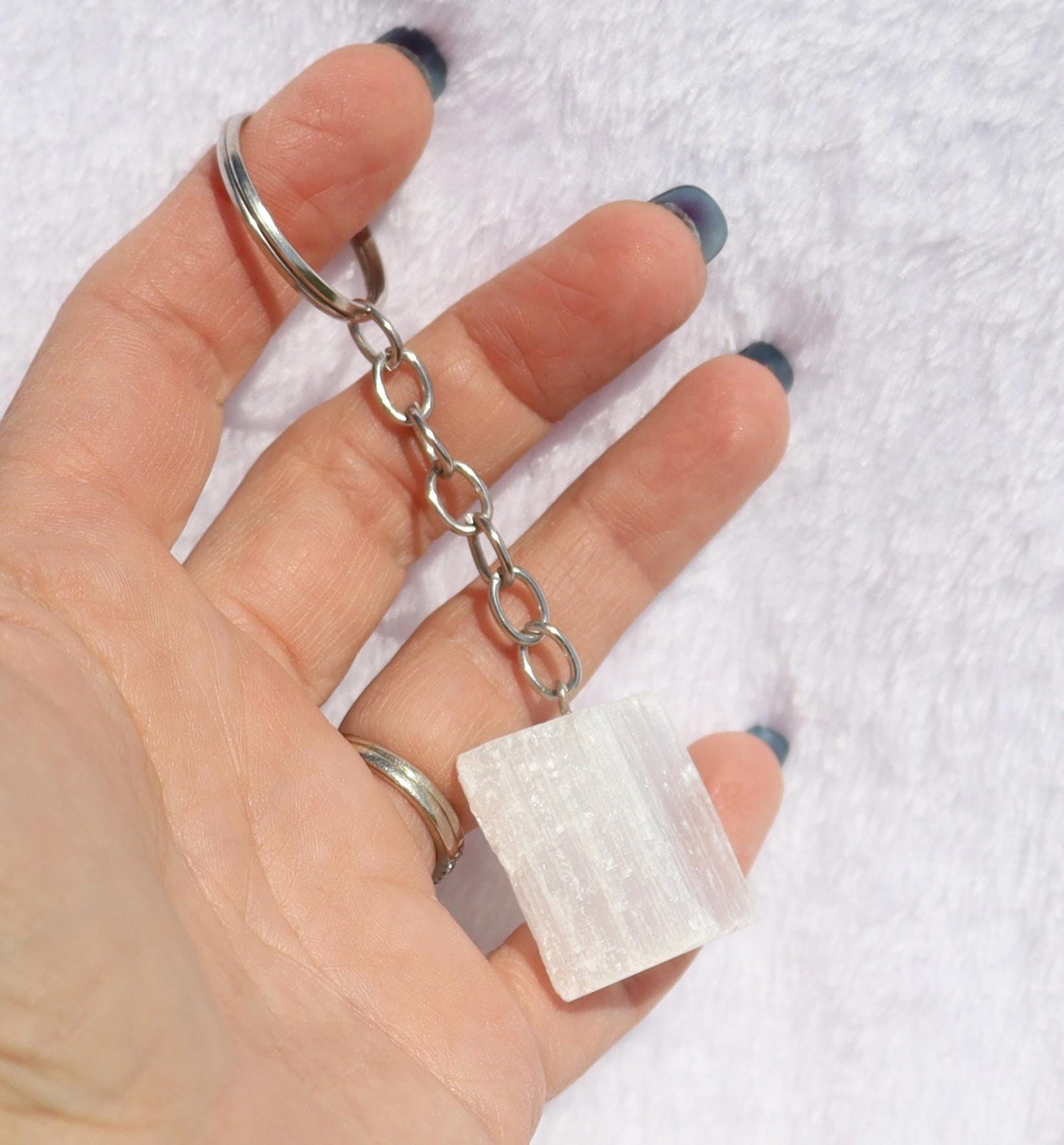 Selenite Key Chain