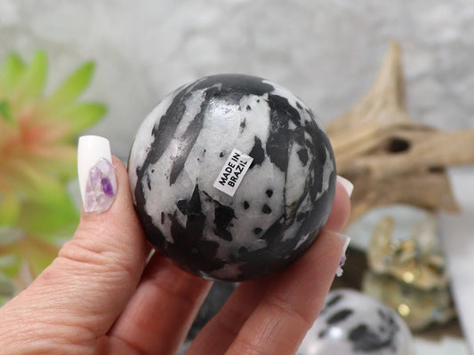 Tourmalinated Quartz Crystal Spheres - Quartz Crystal Sphere with Black Tourmaline