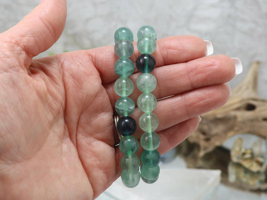 Rainbow Fluorite 10 mm Beaded Stretch Bracelet