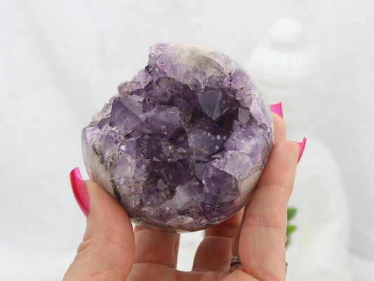 Amethyst Geode Sphere with Geothite Inclusions, Amethyst Crystal Ball