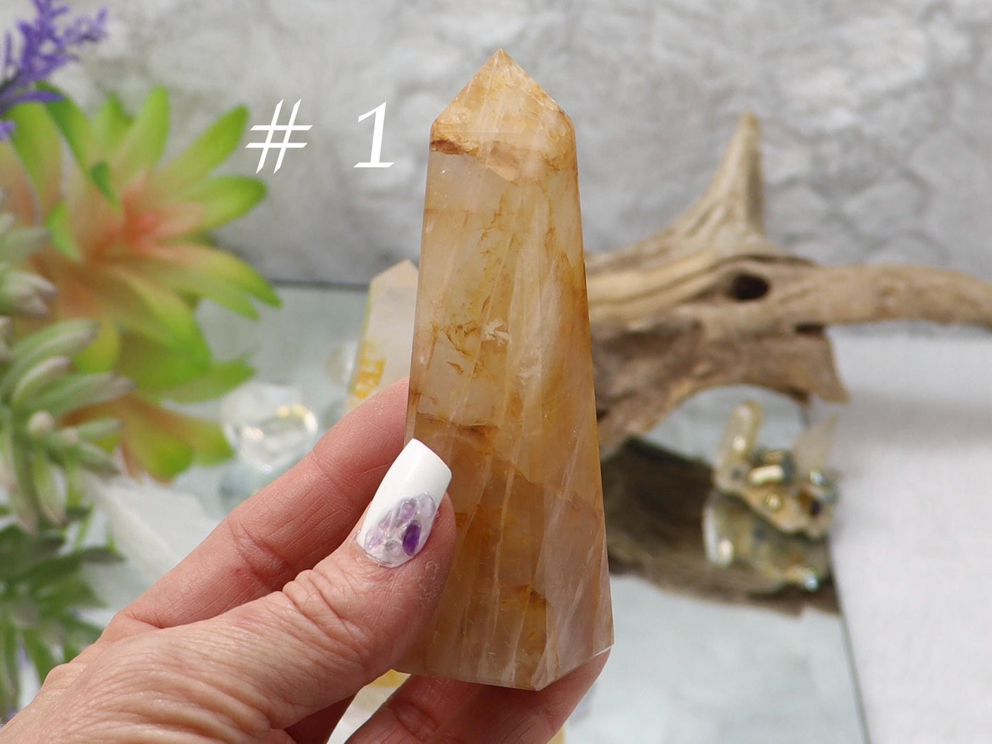 Golden Healer Quartz Crystal Tower - Chakra Balancing Stone Point