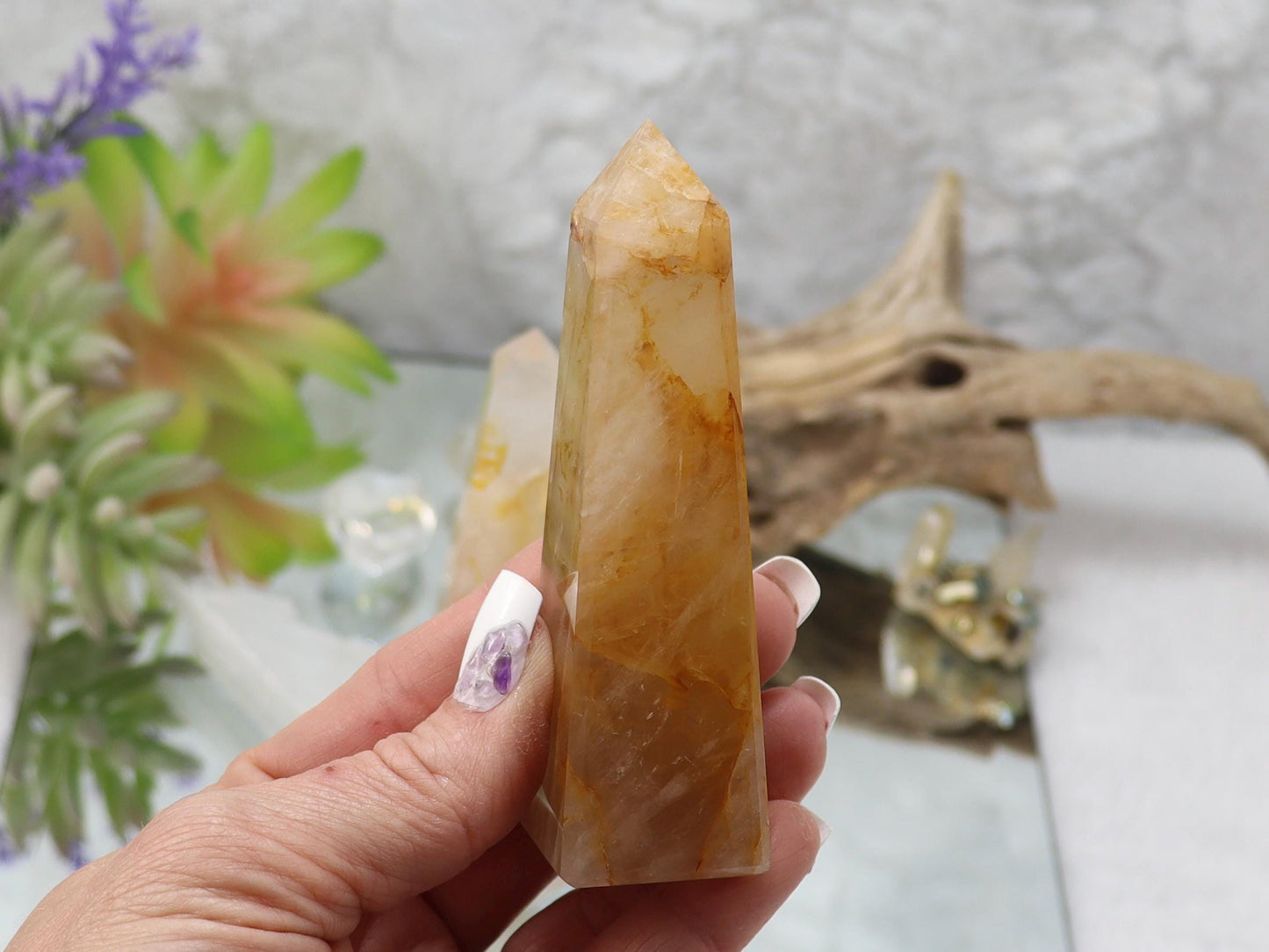 Golden Healer Quartz Crystal Tower - Chakra Balancing Stone Point