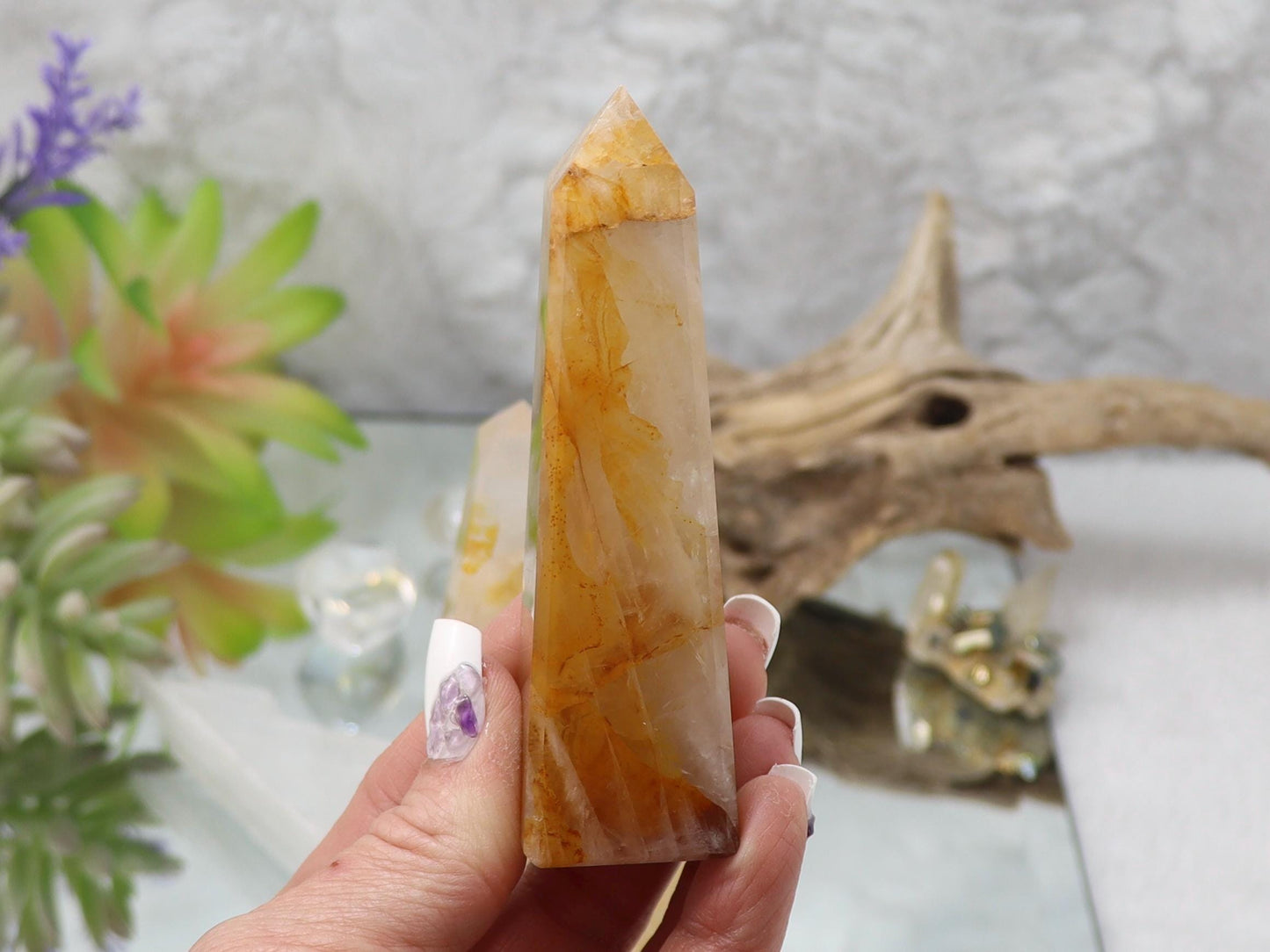Golden Healer Quartz Crystal Tower - Chakra Balancing Stone Point