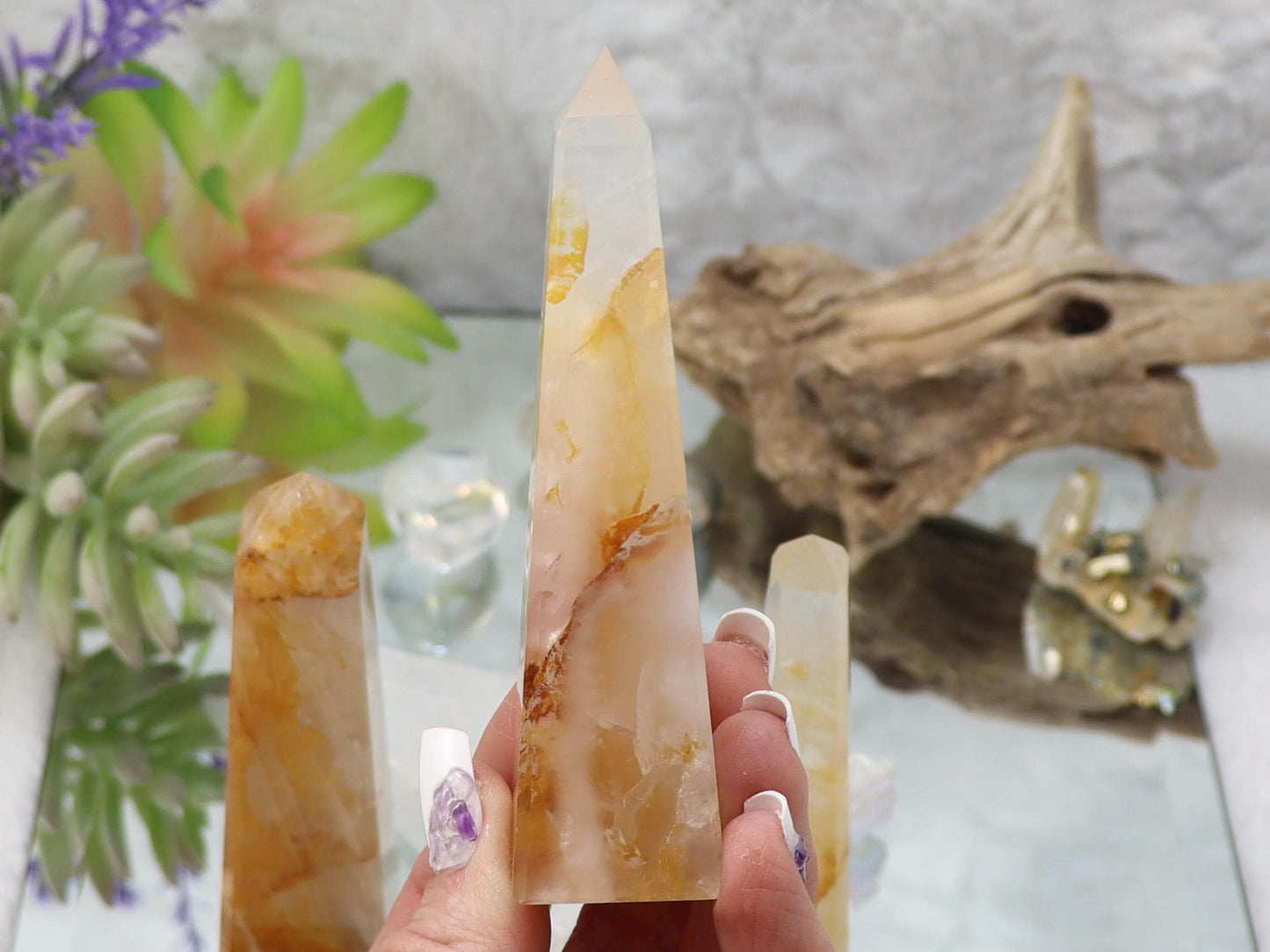 Golden Healer Quartz Crystal Tower - Chakra Balancing Stone Point