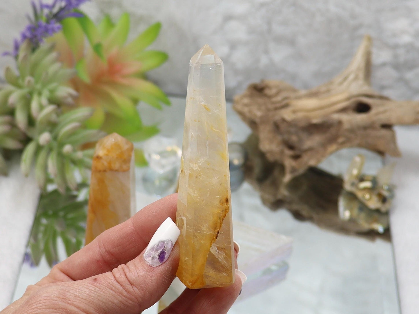 Golden Healer Quartz Crystal Tower - Chakra Balancing Stone Point