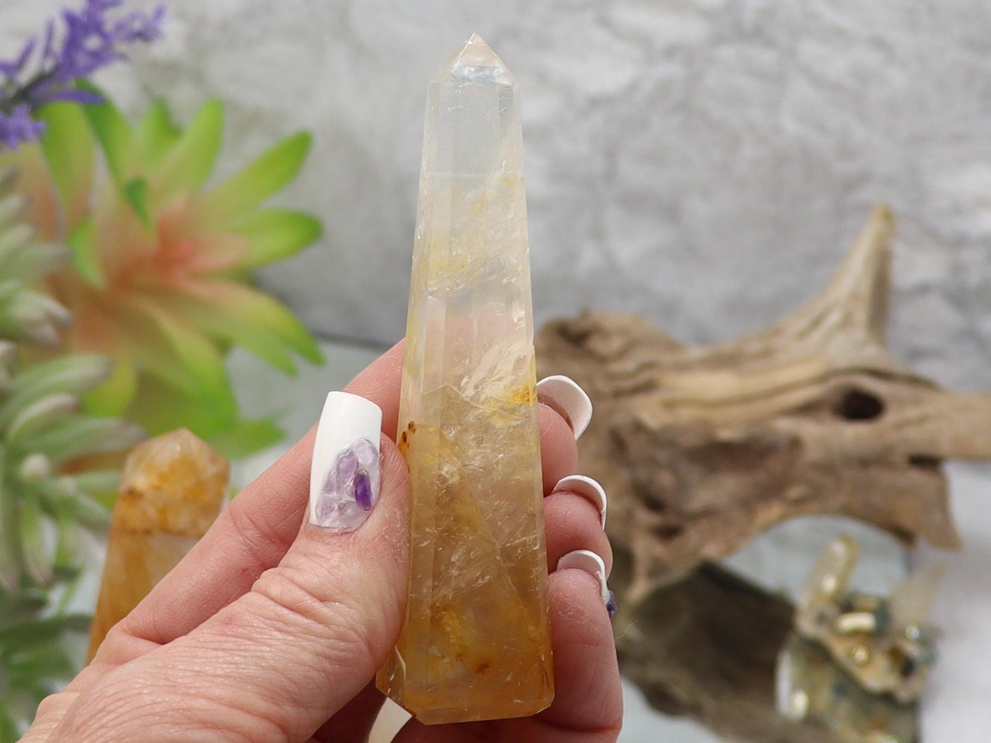 Golden Healer Quartz Crystal Tower - Chakra Balancing Stone Point