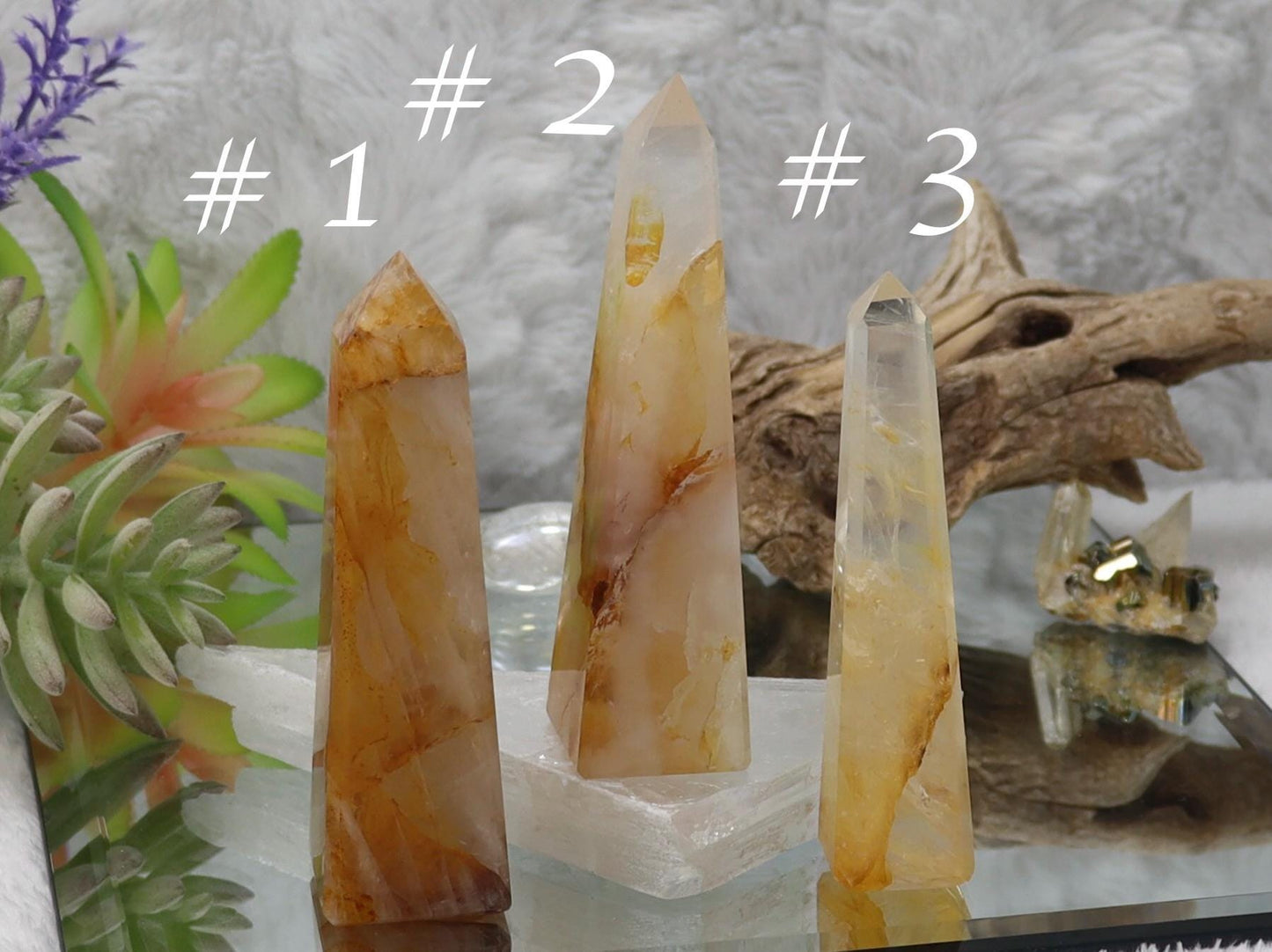 Golden Healer Quartz Crystal Tower - Chakra Balancing Stone Point