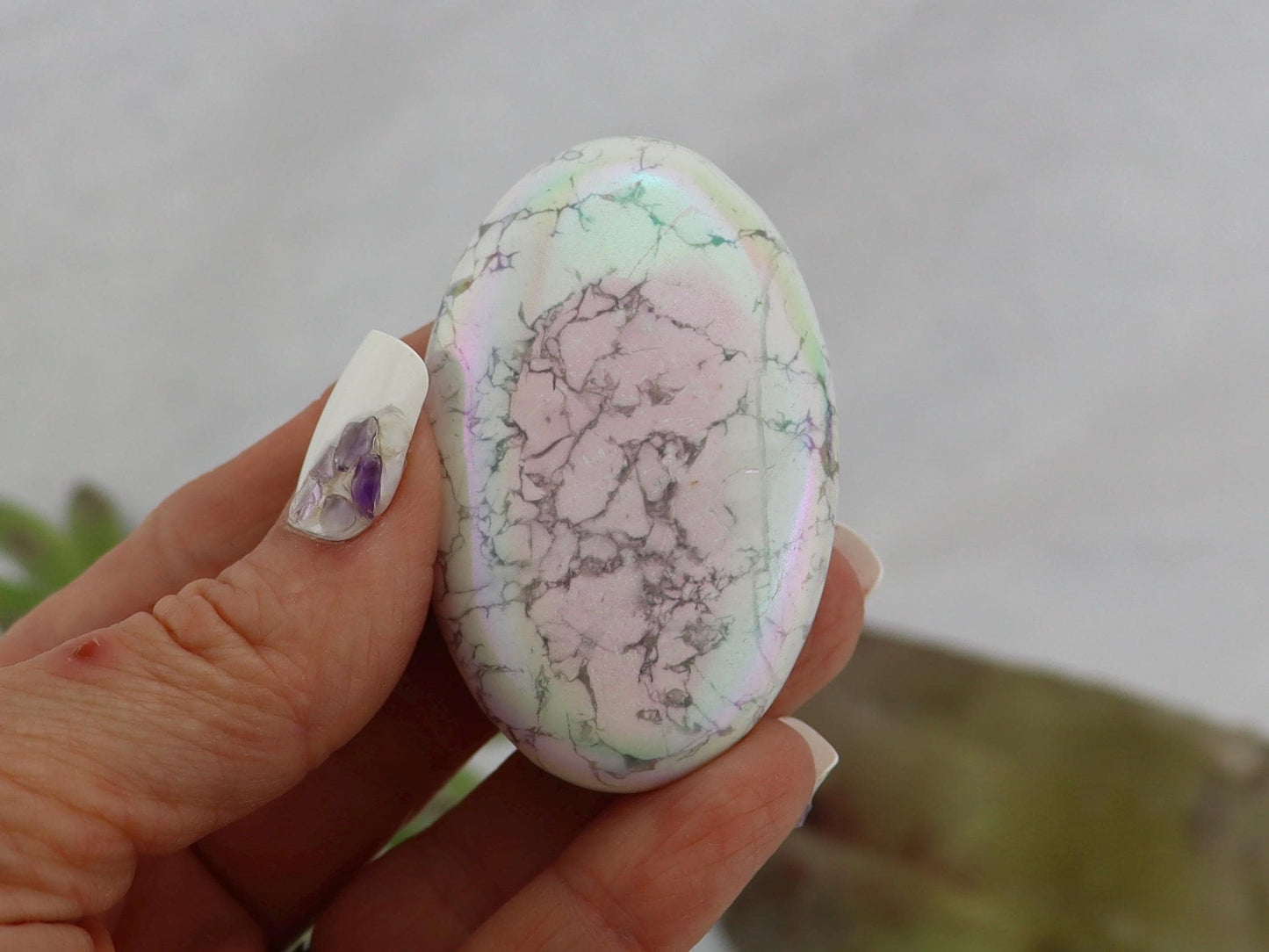 Angel Aura Howlite Palm Stones
