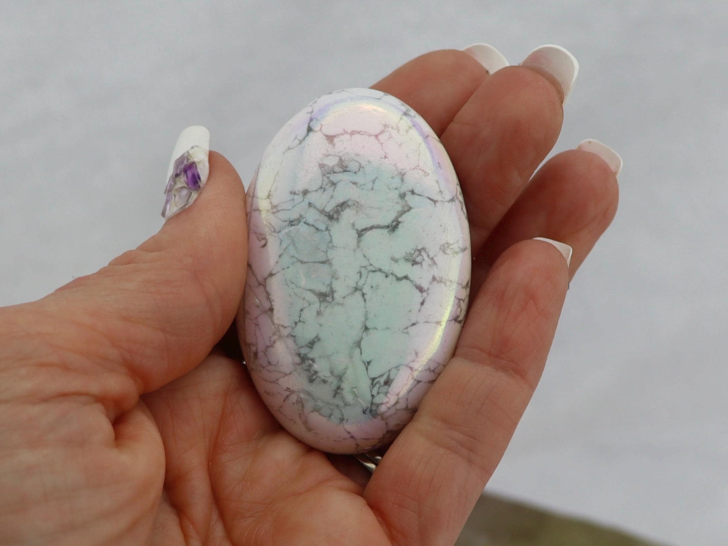 Angel Aura Howlite Palm Stones