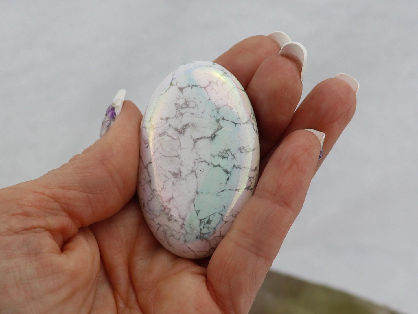Angel Aura Howlite Palm Stones
