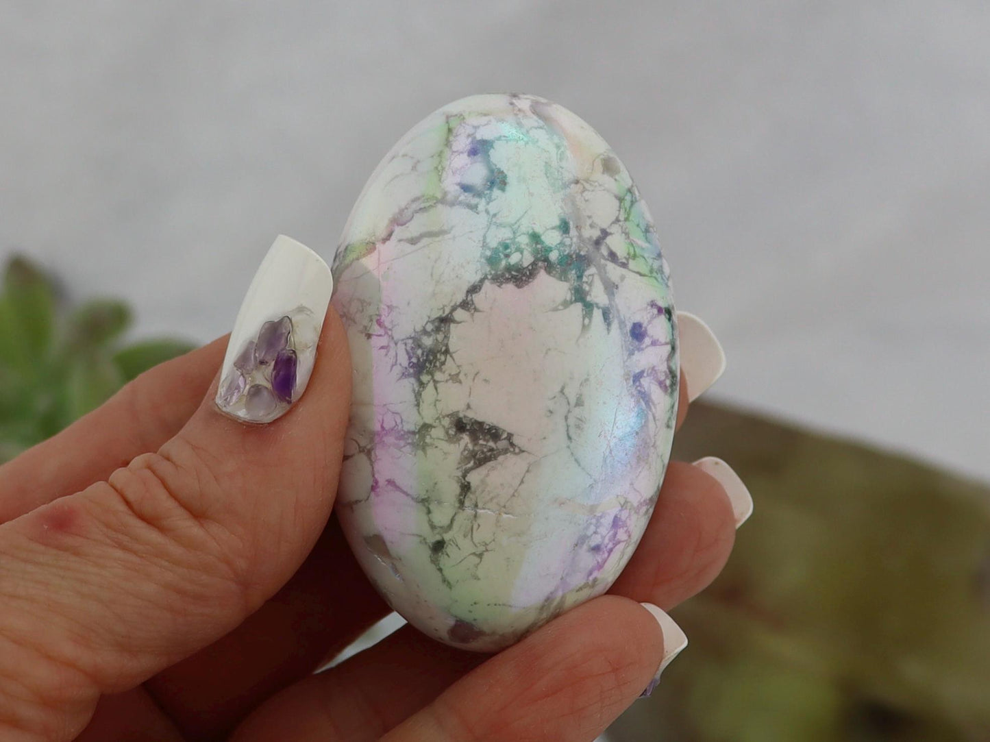 Angel Aura Howlite Palm Stones