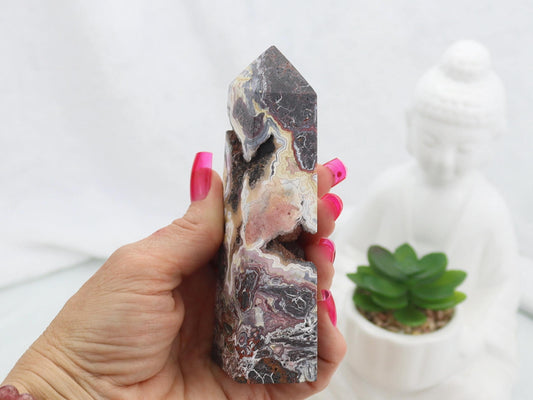Mexican Crazy Lace Agate Crystal Tower Point