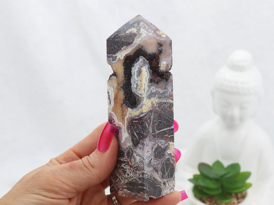 Mexican Crazy Lace Agate Crystal Tower Point