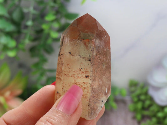 Blood Citrine Point with Phantom from Minas Gerais, Brazil