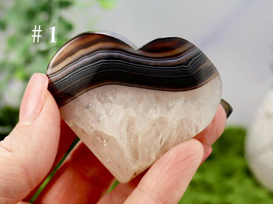 Black Sardonyx Hearts, Black Sardonyx with Quartz , Black Line Agate, Tuxedo Agate, Sardonyx Quartz