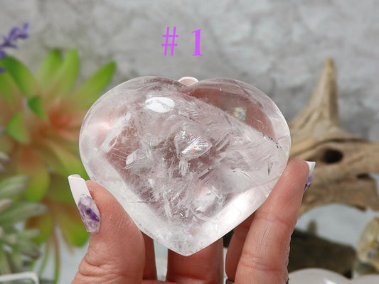Clear Quartz Crystal Heart with Rainbows from Brazil