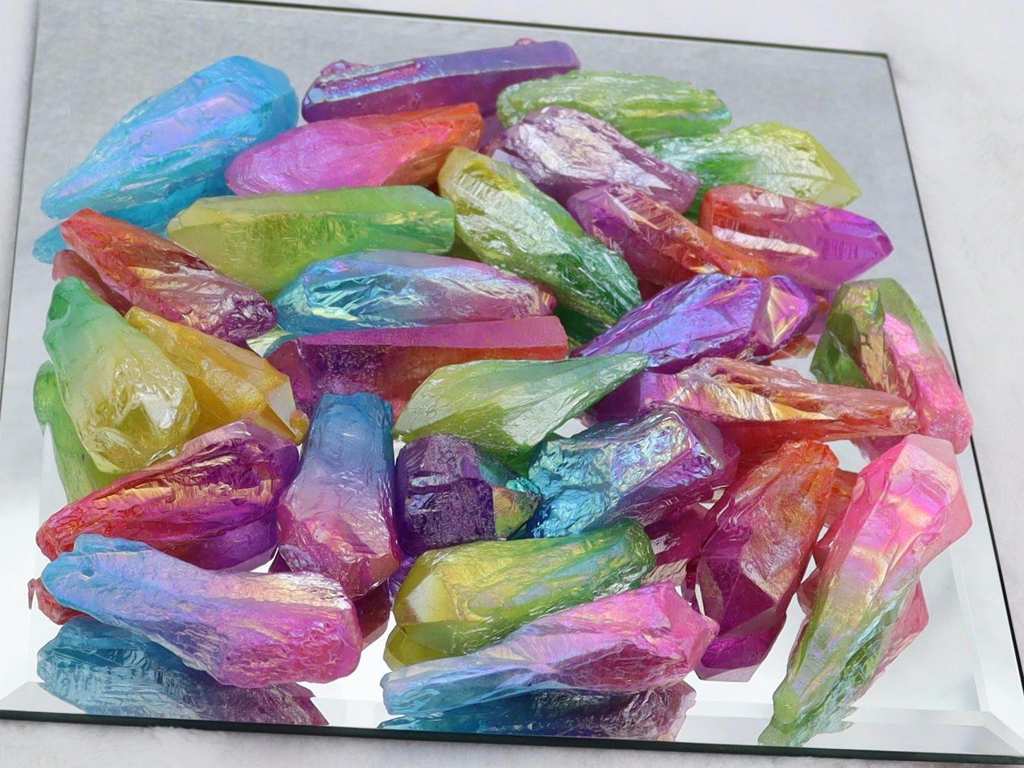 Purple Aura Quartz Crystals, Yellow Aura Quartz Crystals