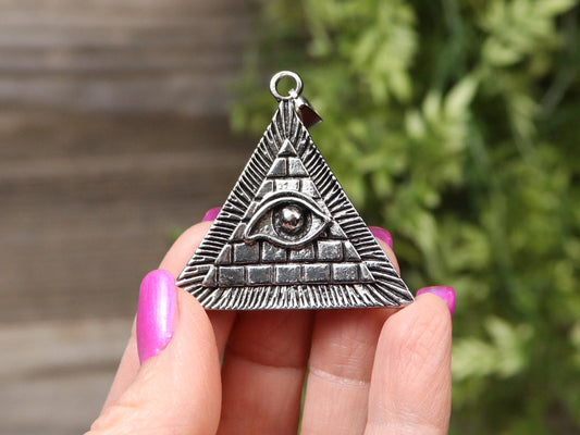925 Sterling Silver Evil Eye Pyramid Necklace Pendant