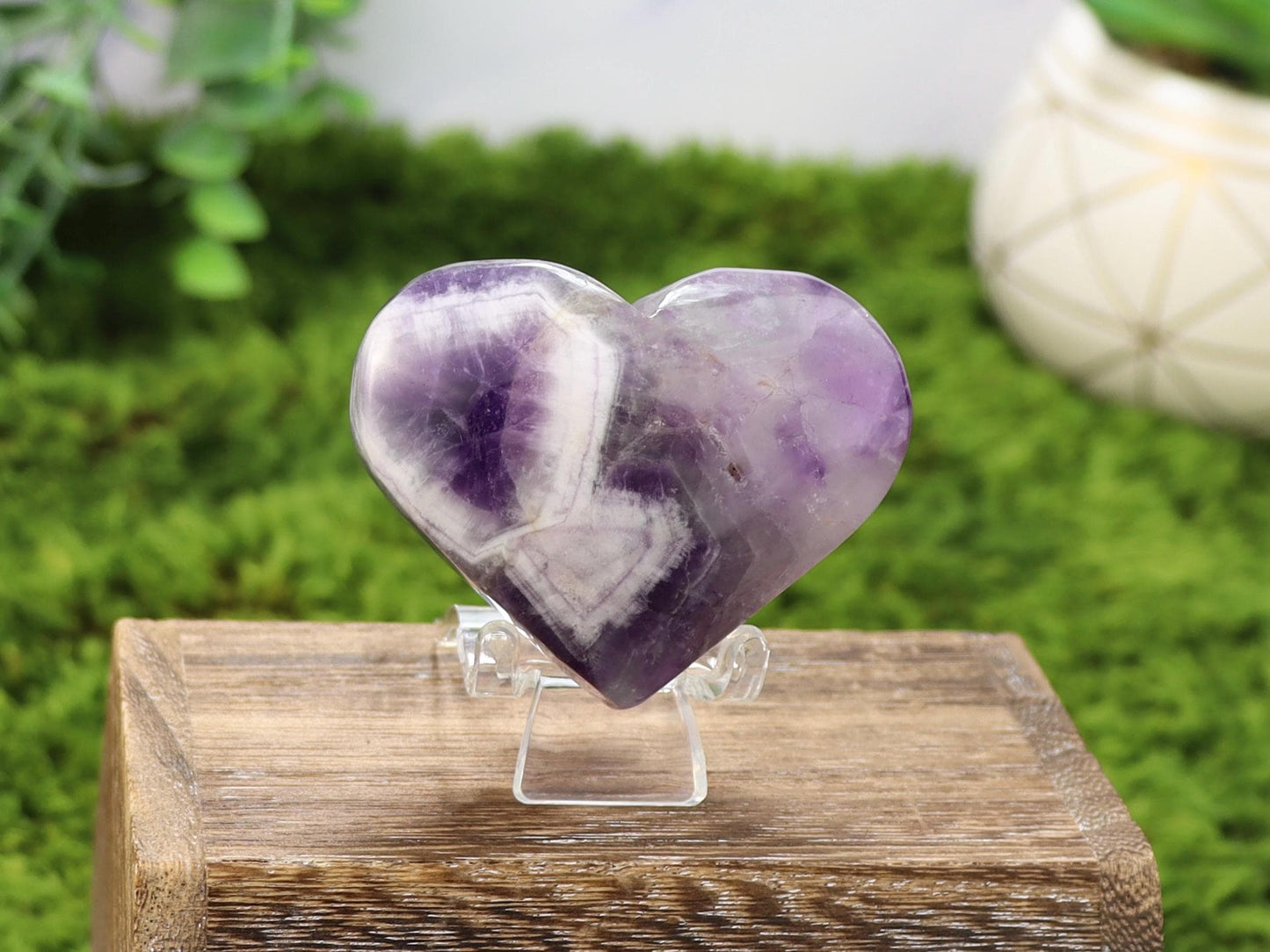 Dream Amethyst Crystal Heart Carving