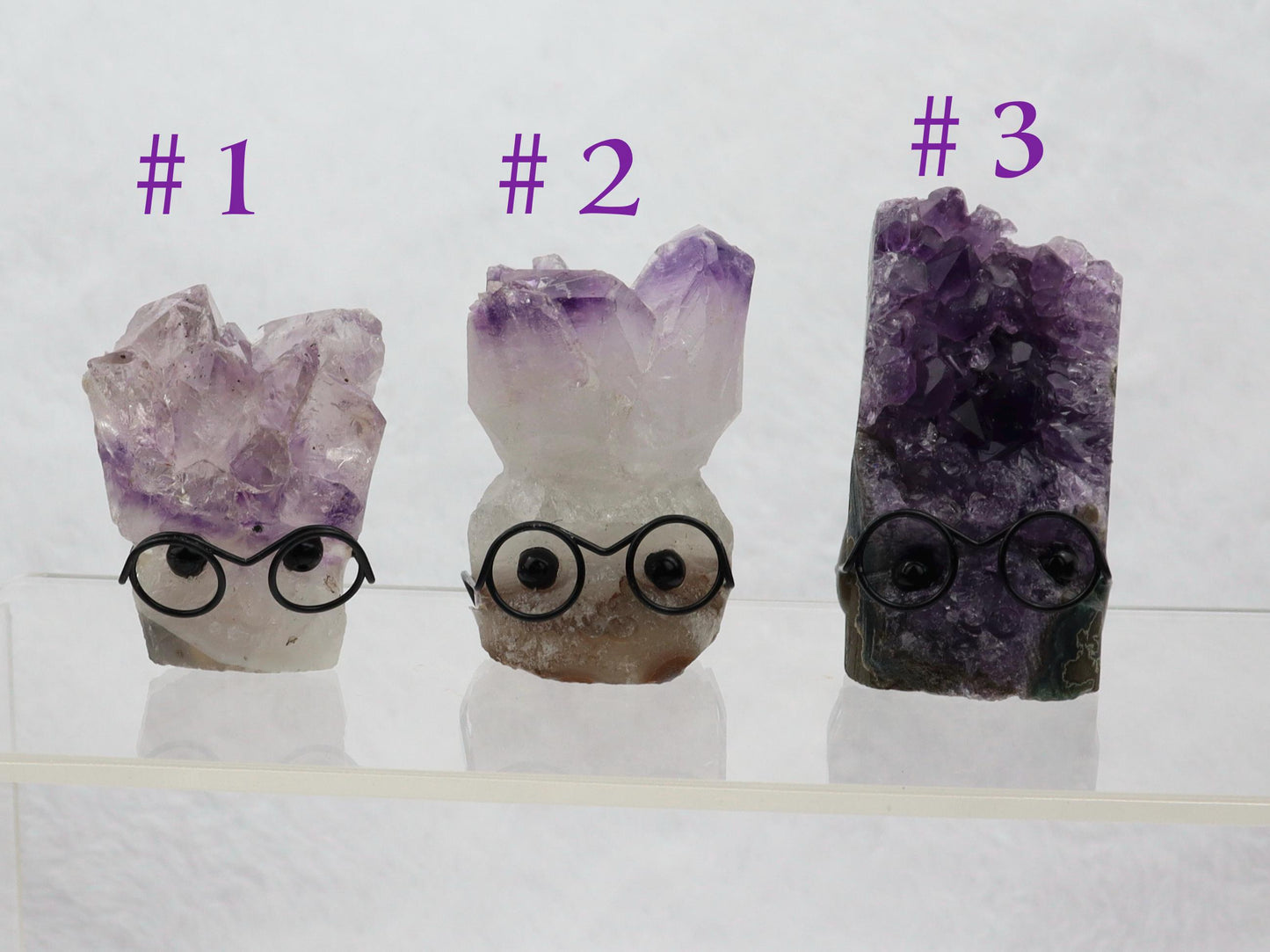 Amethyst Cluster Buddy - Amethyst Cluster with Face - Natural Amethyst Decor - Adopt a Rock