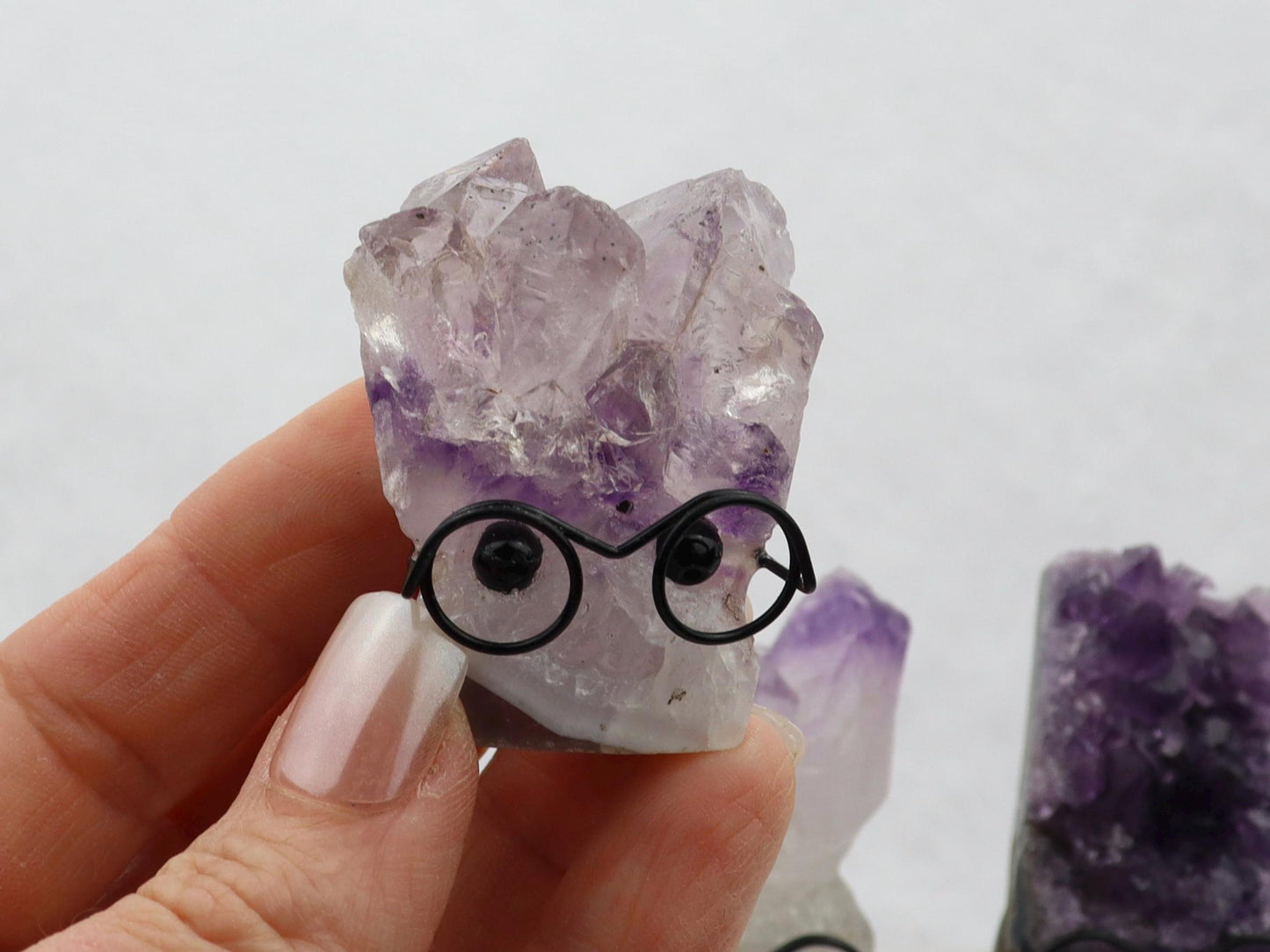 Amethyst Cluster Buddy - Amethyst Cluster with Face - Natural Amethyst Decor - Adopt a Rock