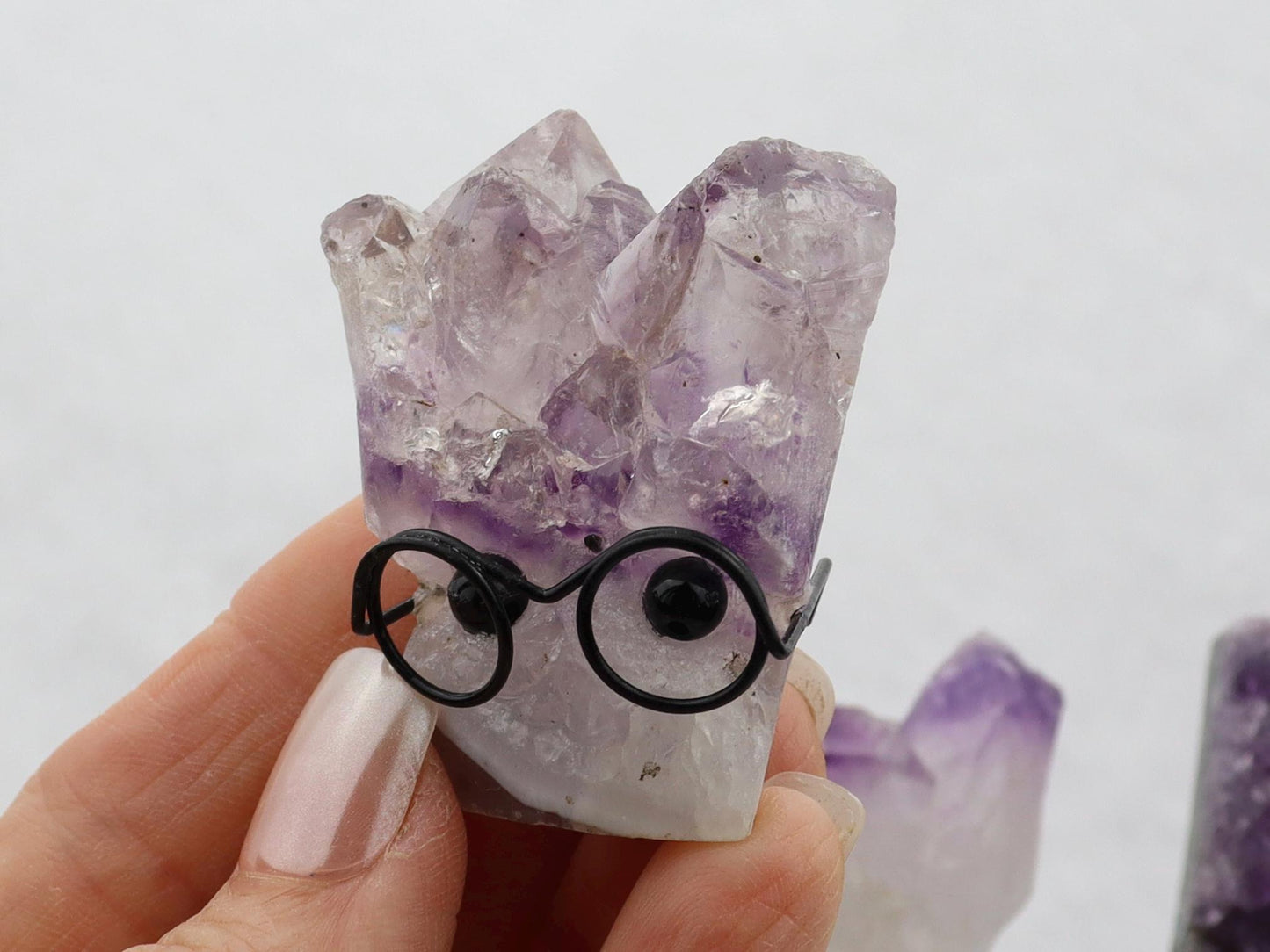 Amethyst Cluster Buddy - Amethyst Cluster with Face - Natural Amethyst Decor - Adopt a Rock