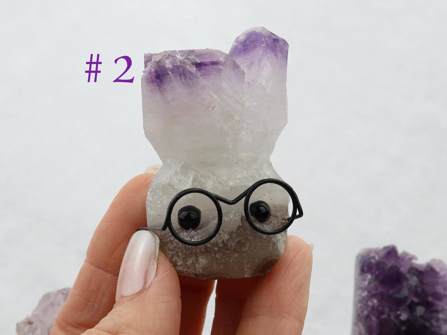 Amethyst Cluster Buddy - Amethyst Cluster with Face - Natural Amethyst Decor - Adopt a Rock