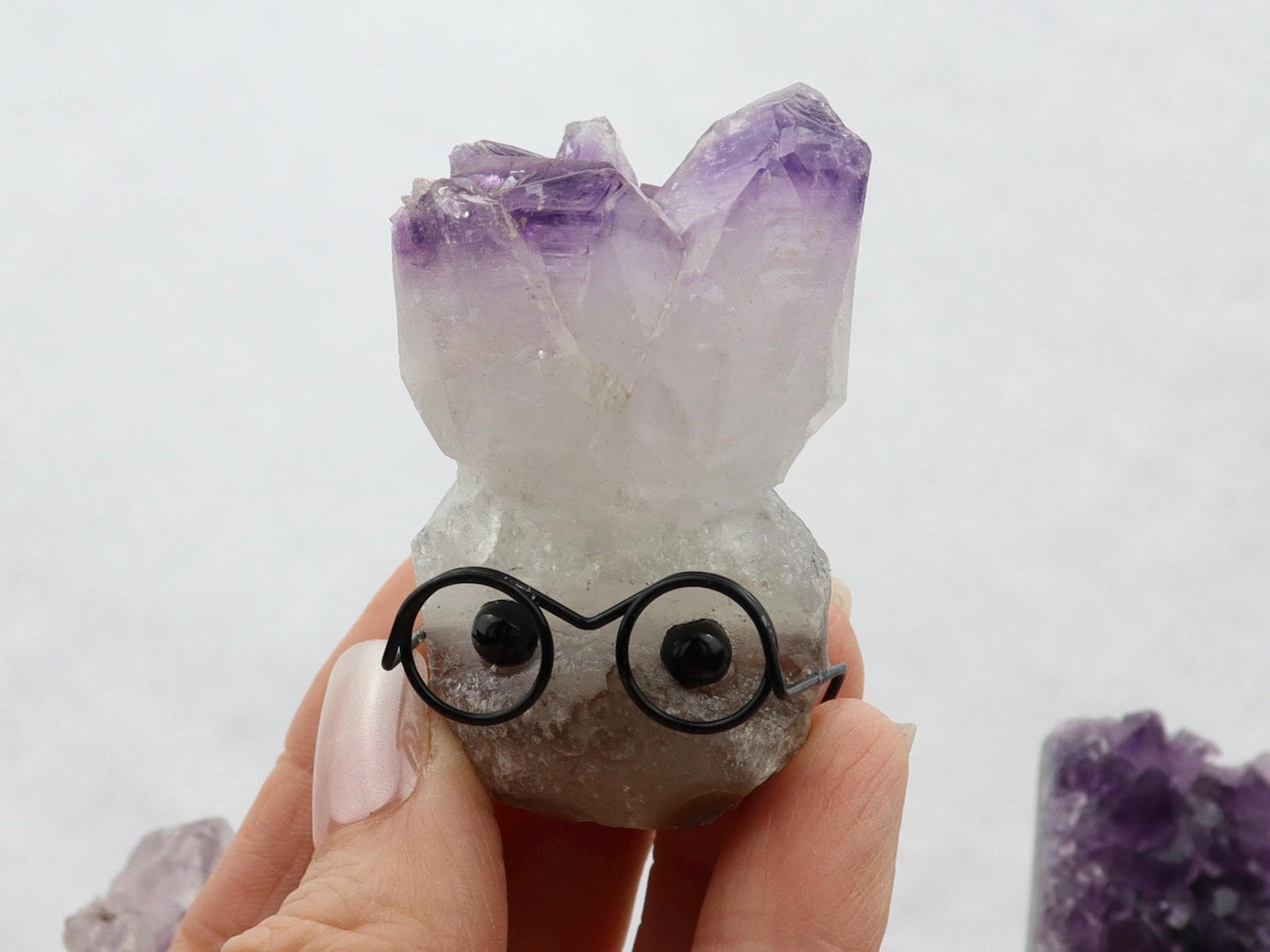 Amethyst Cluster Buddy - Amethyst Cluster with Face - Natural Amethyst Decor - Adopt a Rock
