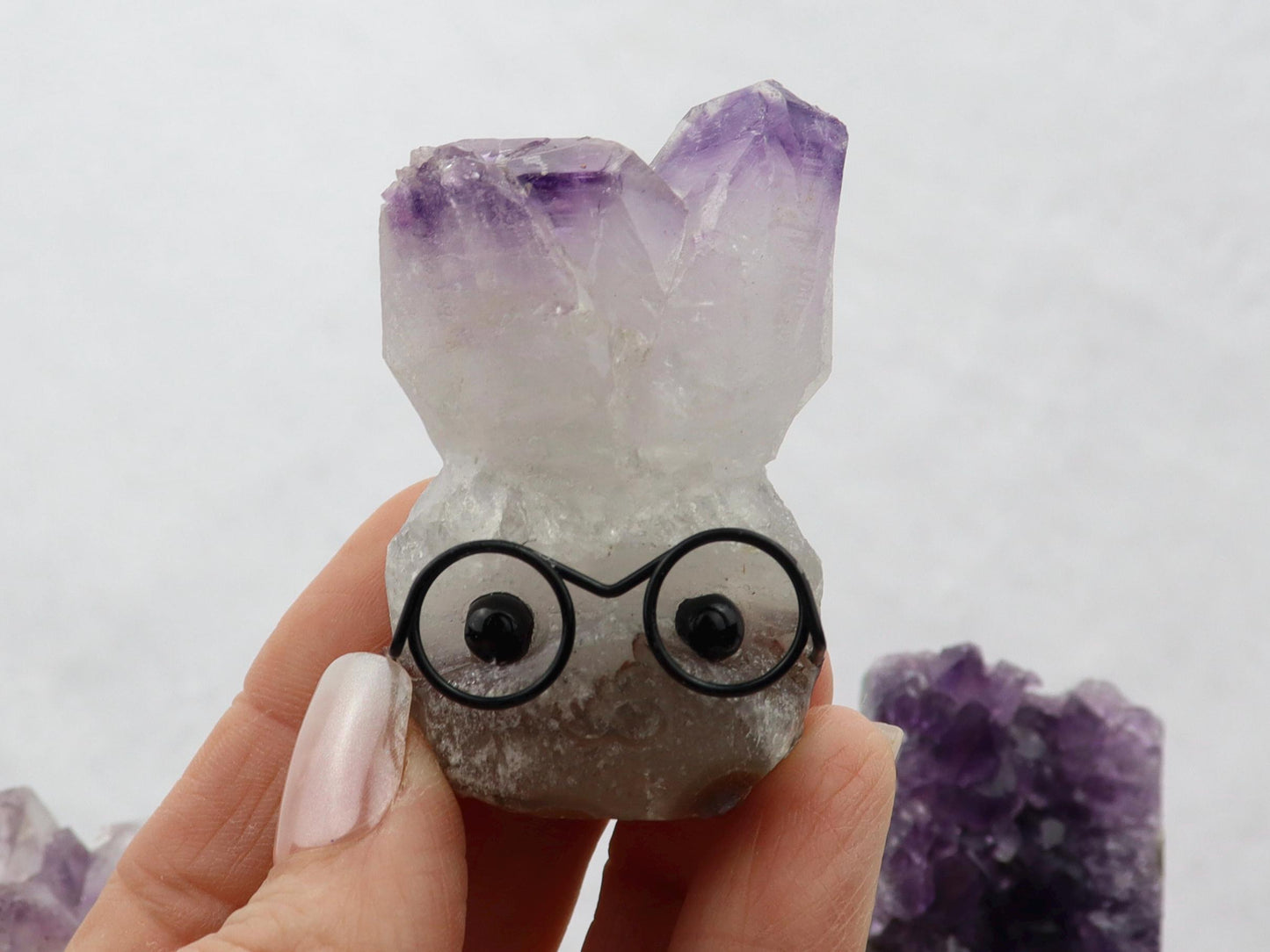Amethyst Cluster Buddy - Amethyst Cluster with Face - Natural Amethyst Decor - Adopt a Rock