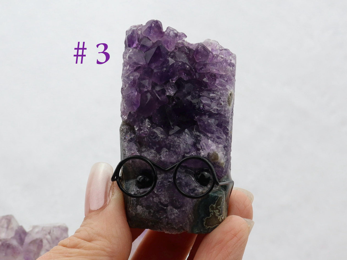 Amethyst Cluster Buddy - Amethyst Cluster with Face - Natural Amethyst Decor - Adopt a Rock