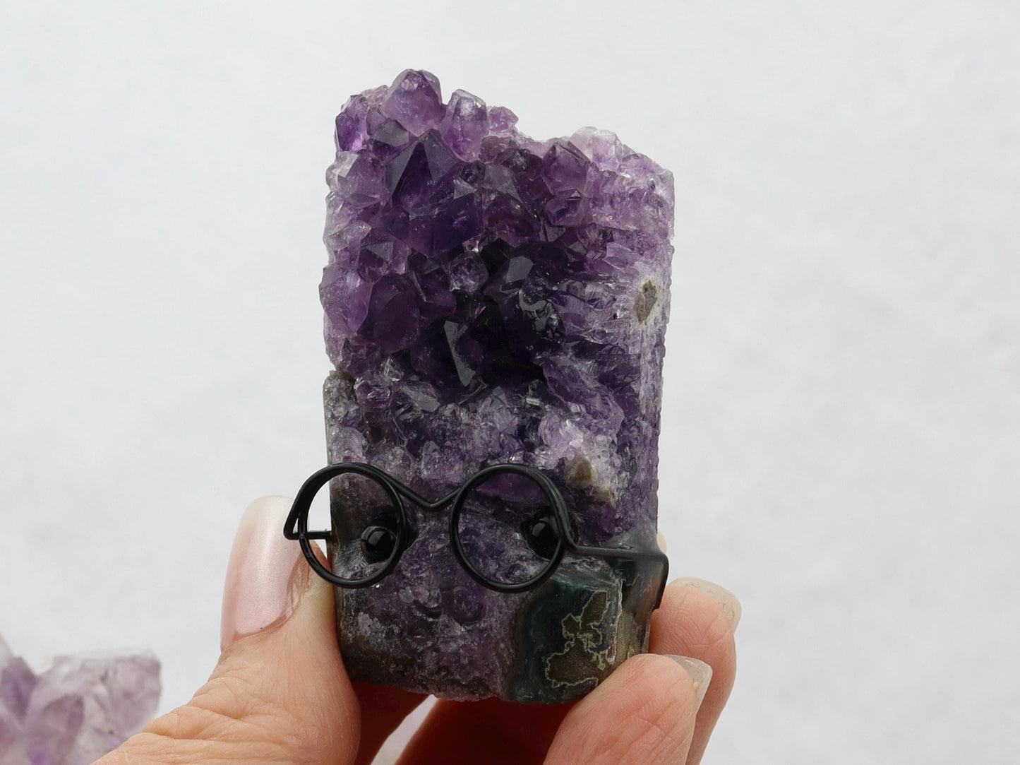 Amethyst Cluster Buddy - Amethyst Cluster with Face - Natural Amethyst Decor - Adopt a Rock