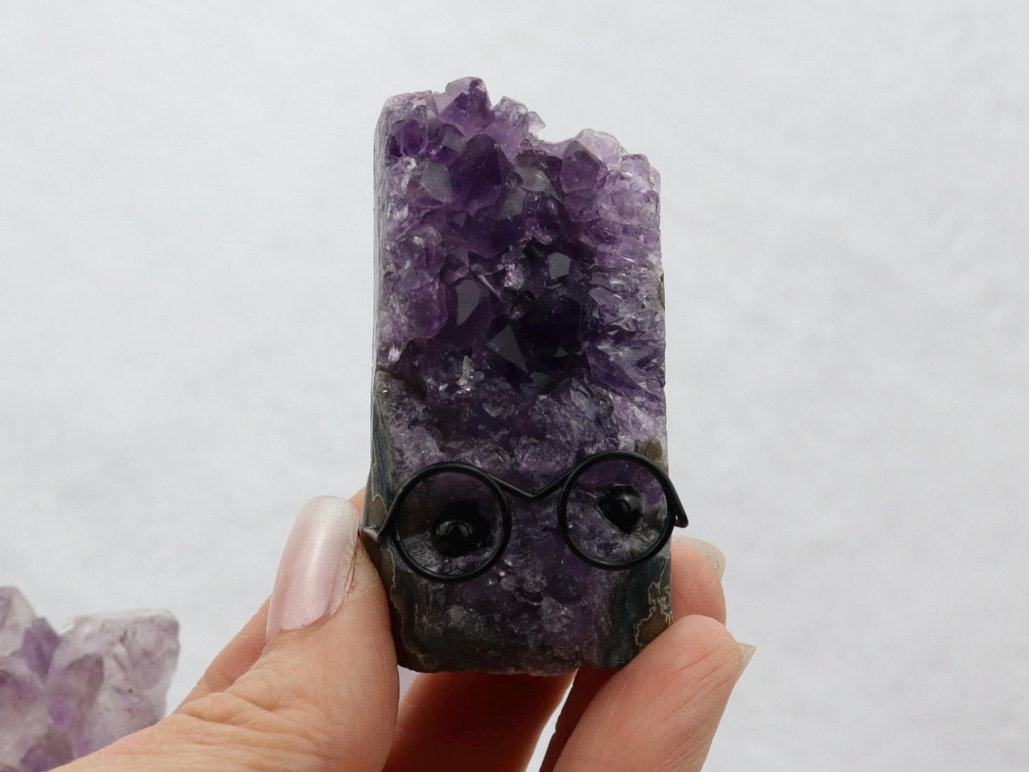 Amethyst Cluster Buddy - Amethyst Cluster with Face - Natural Amethyst Decor - Adopt a Rock