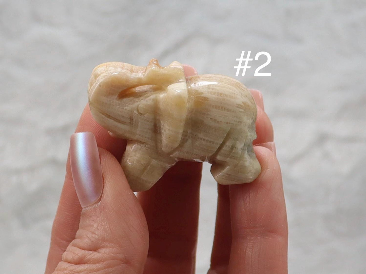 Coral Fossil Jade Crystal Elephant Carving