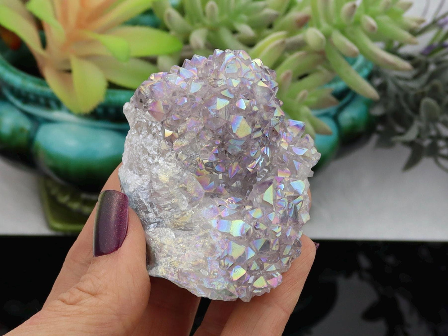 Angel Aura Amethyst Clusters - Brazilian Aura Plated Amethyst Clusters