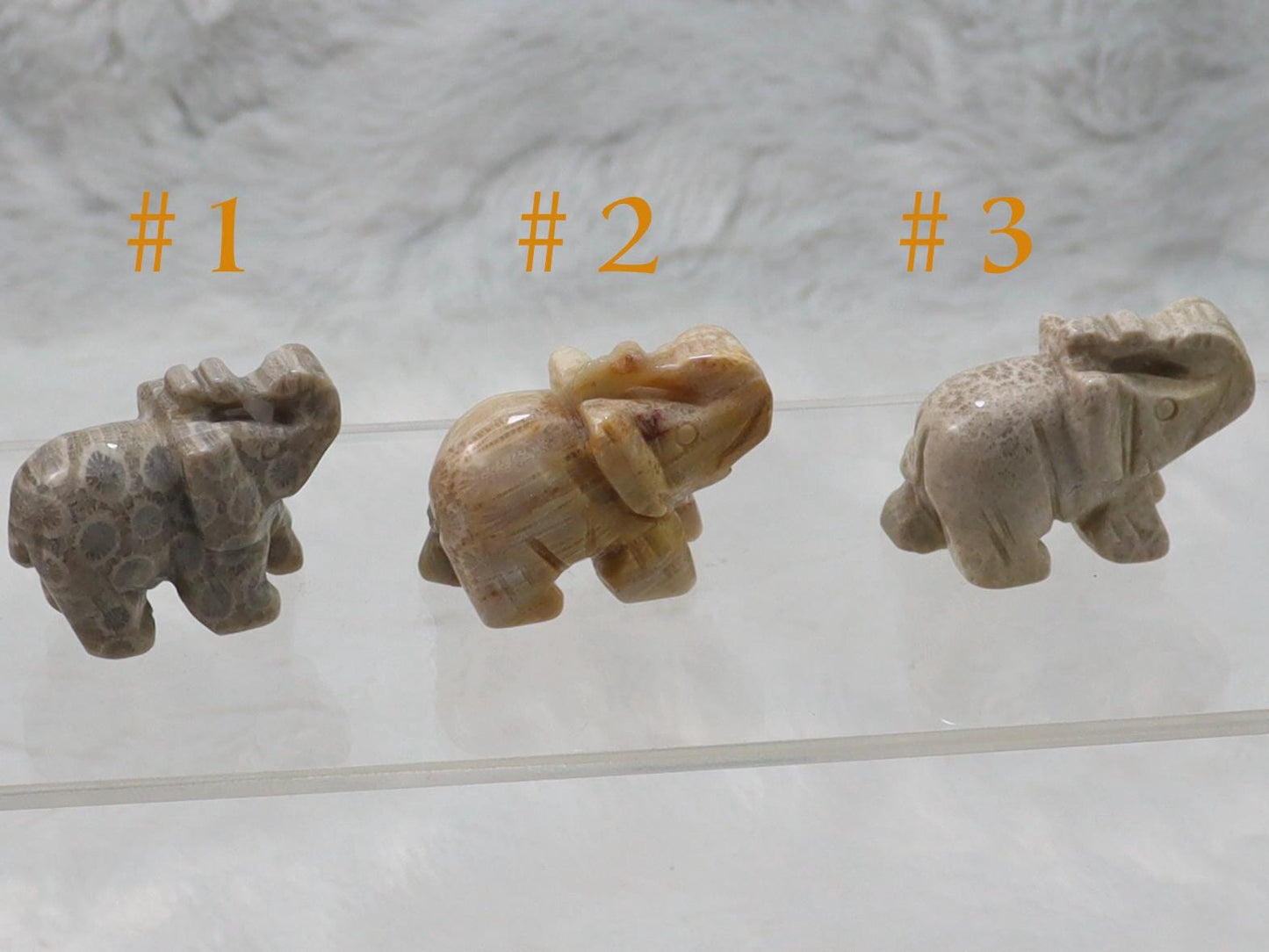 Coral Fossil Jade Crystal Elephant Carving