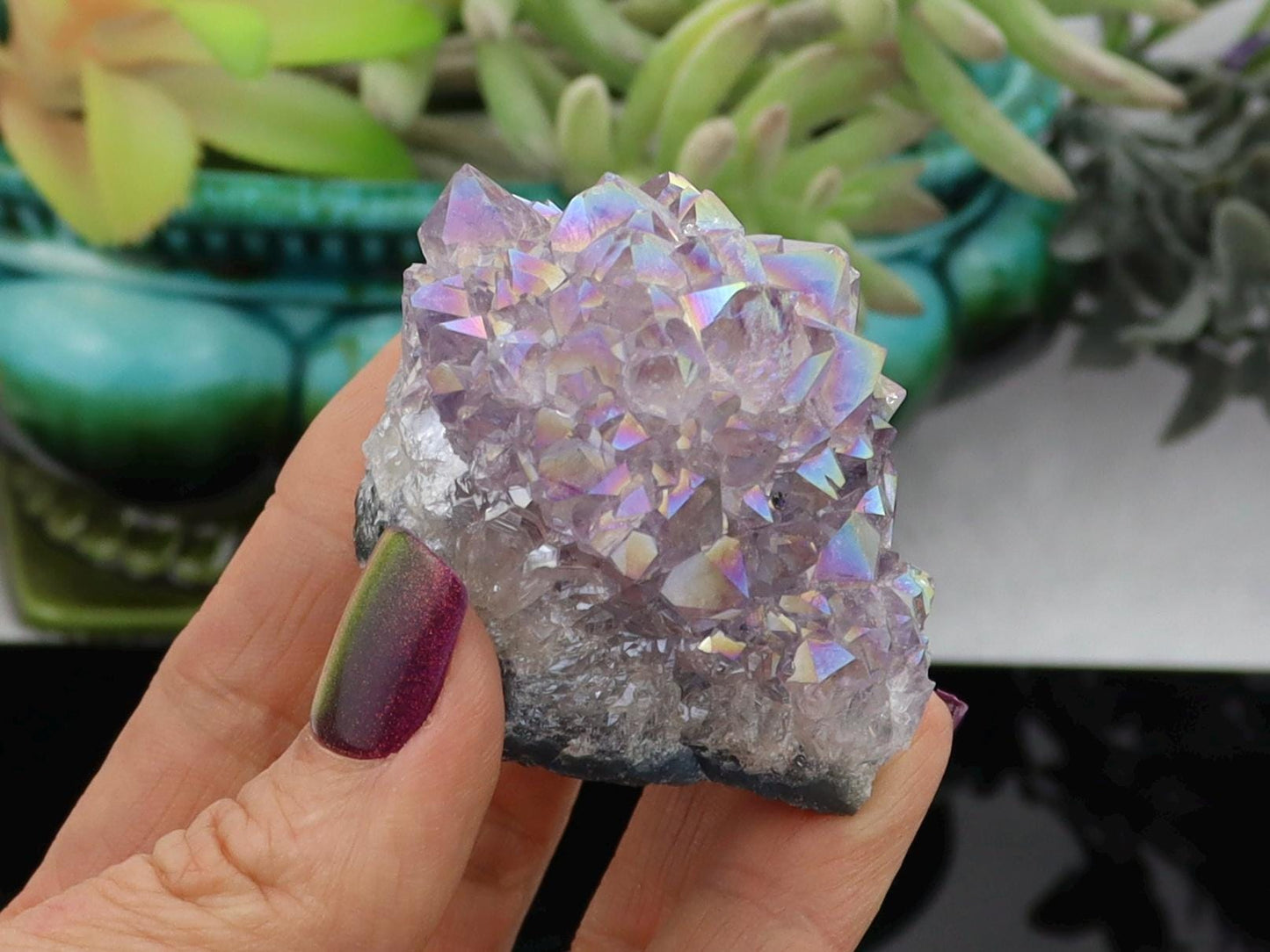 Angel Aura Amethyst Clusters - Brazilian Aura Plated Amethyst Clusters