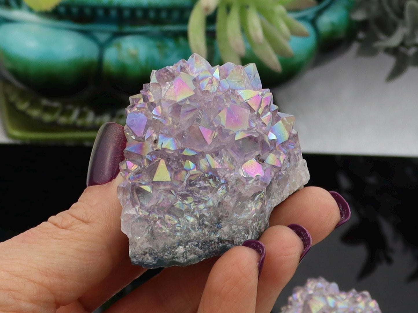 Angel Aura Amethyst Clusters - Brazilian Aura Plated Amethyst Clusters