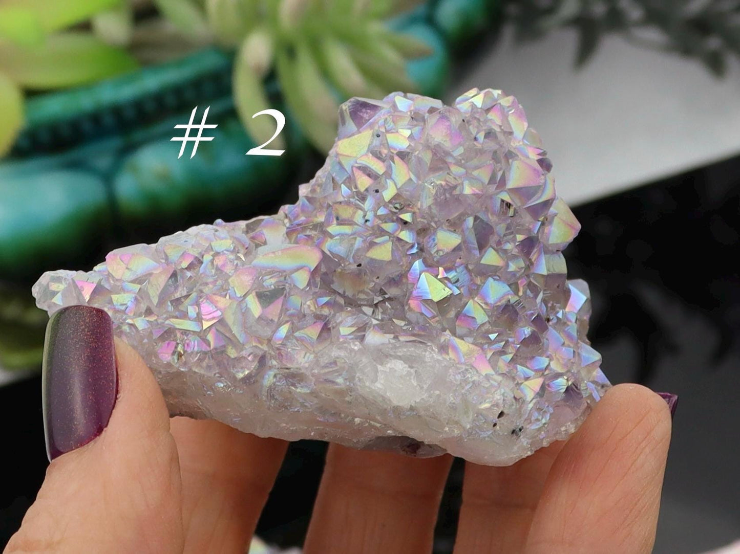 Angel Aura Amethyst Clusters - Brazilian Aura Plated Amethyst Clusters