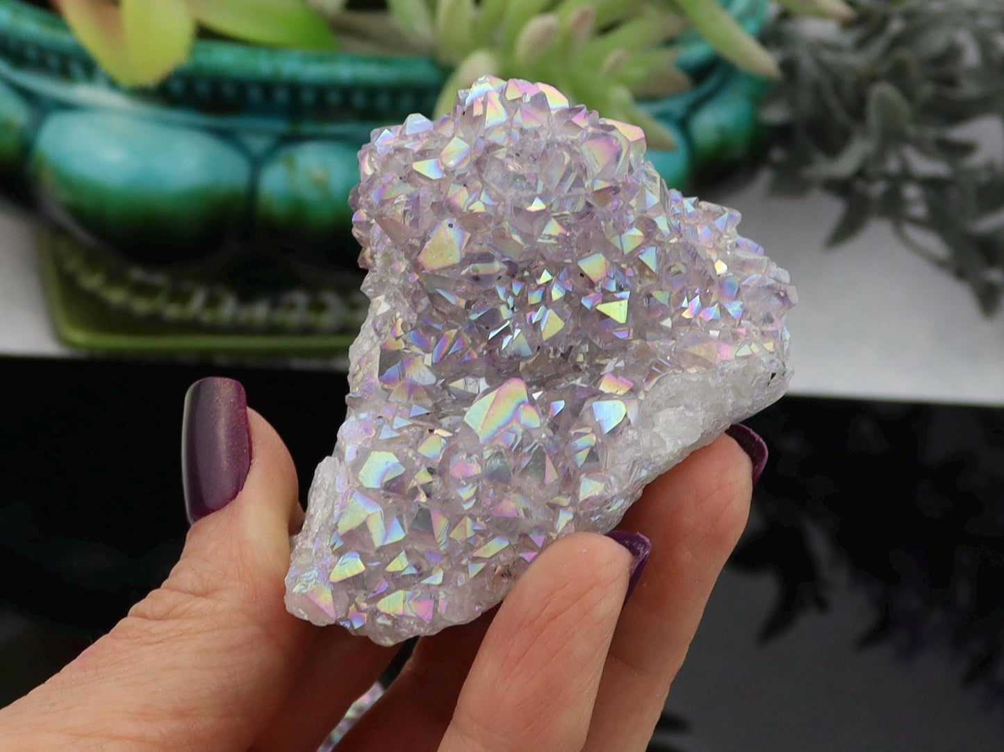 Angel Aura Amethyst Clusters - Brazilian Aura Plated Amethyst Clusters