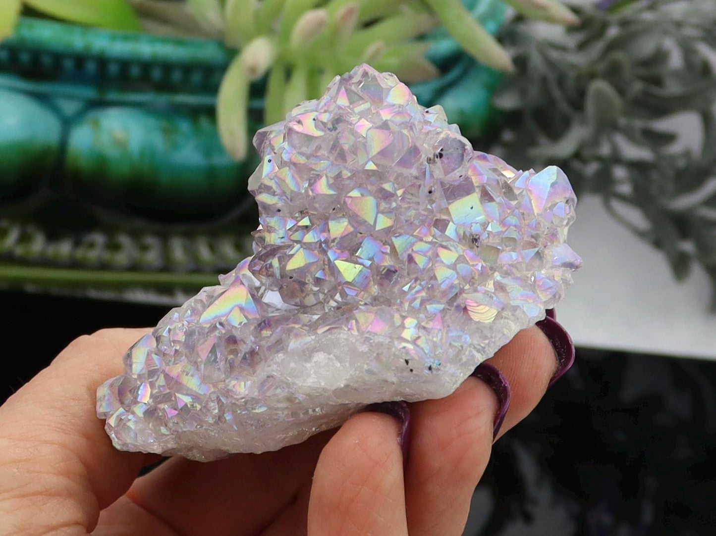 Angel Aura Amethyst Clusters - Brazilian Aura Plated Amethyst Clusters