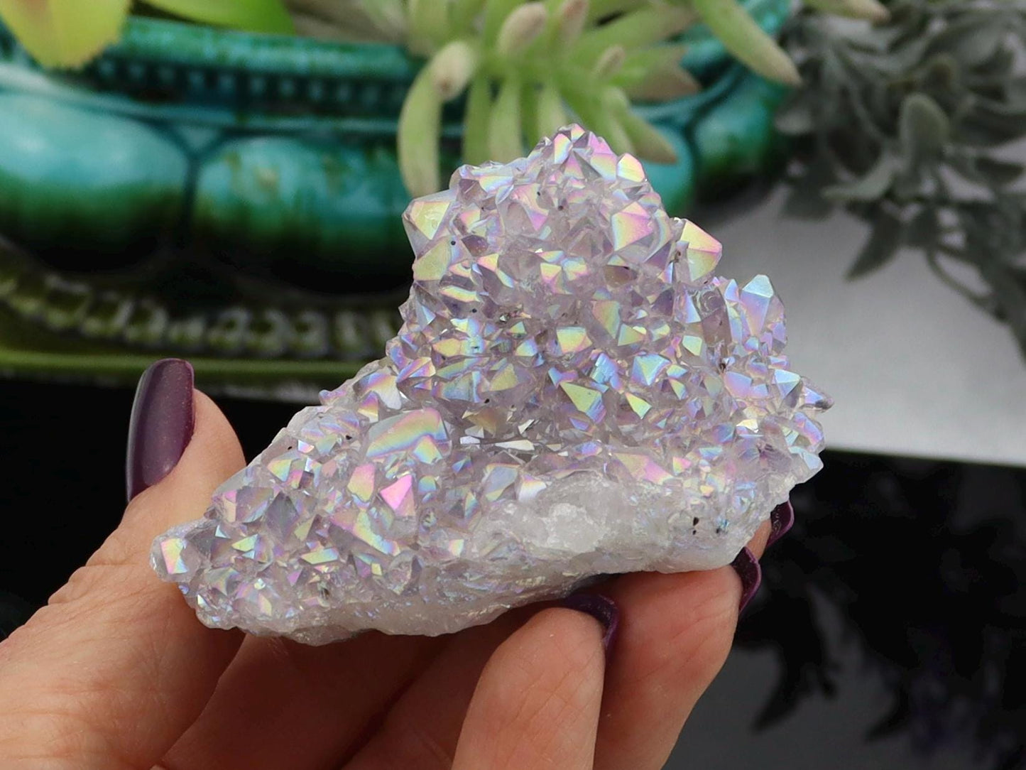 Angel Aura Amethyst Clusters - Brazilian Aura Plated Amethyst Clusters