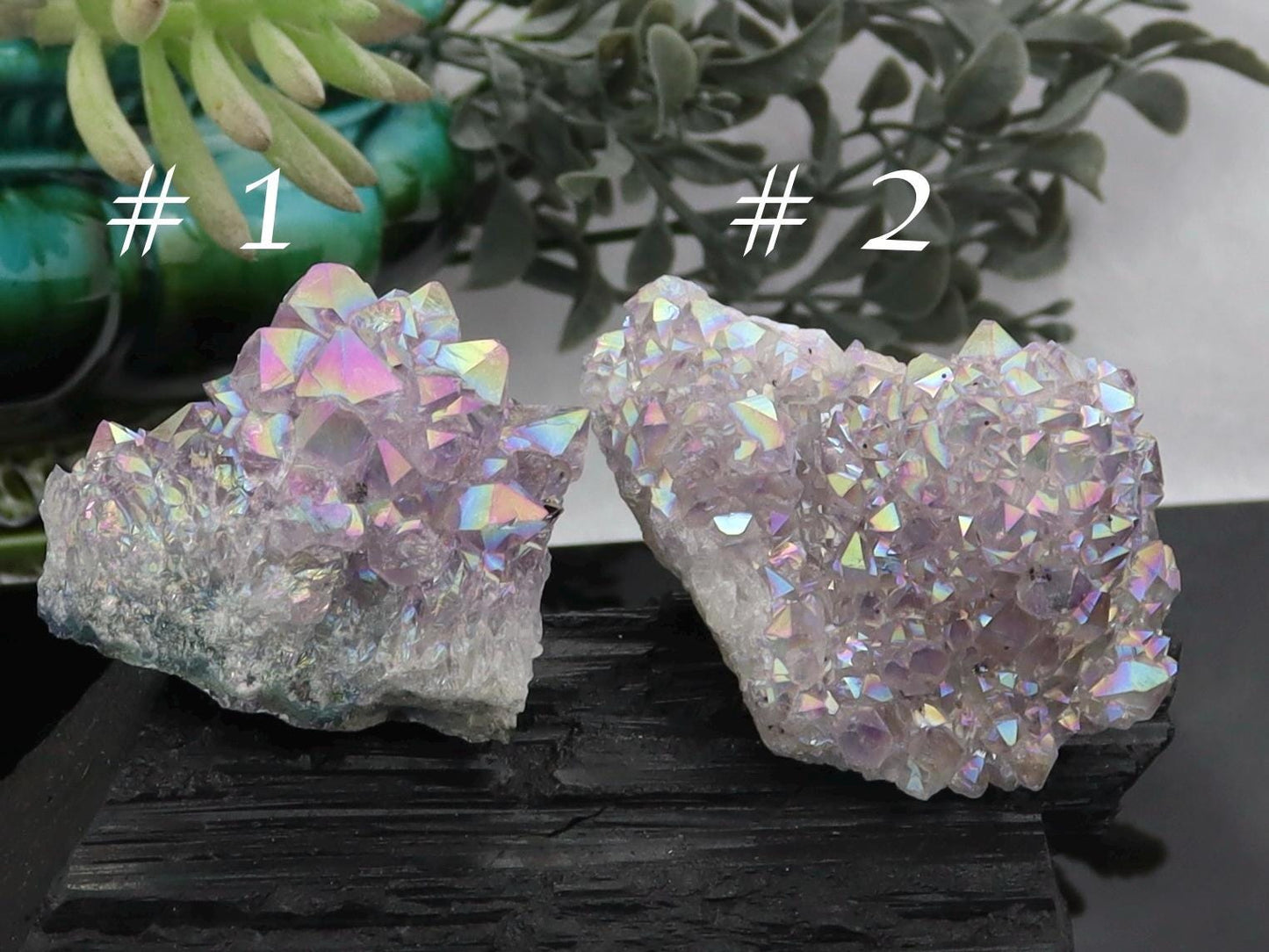 Angel Aura Amethyst Clusters - Brazilian Aura Plated Amethyst Clusters