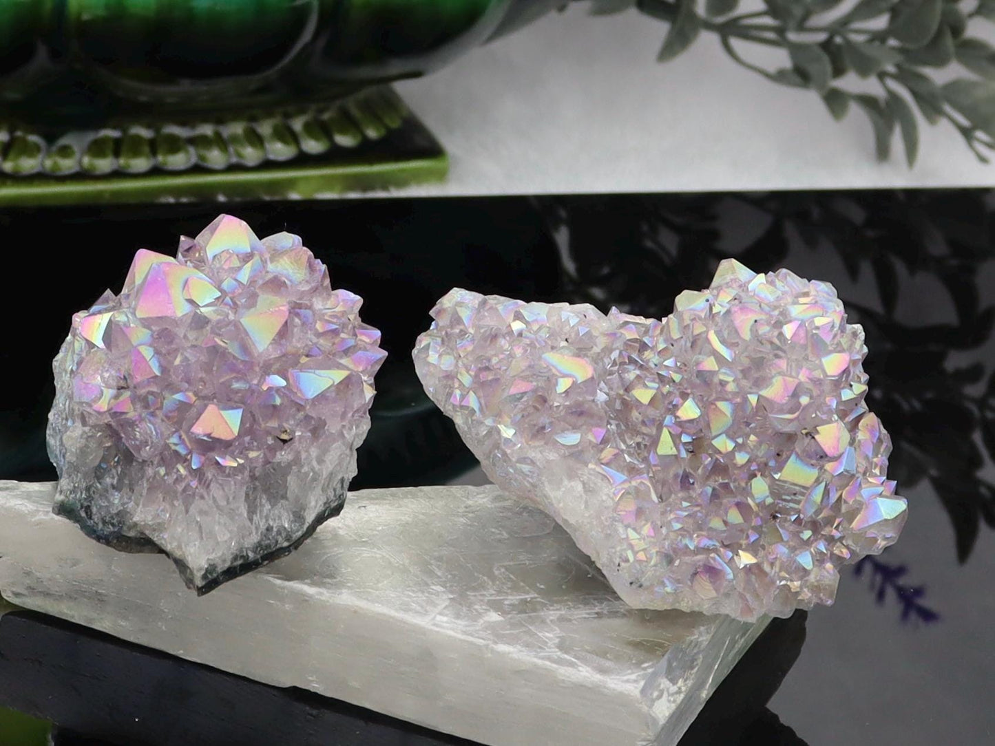 Angel Aura Amethyst Clusters - Brazilian Aura Plated Amethyst Clusters