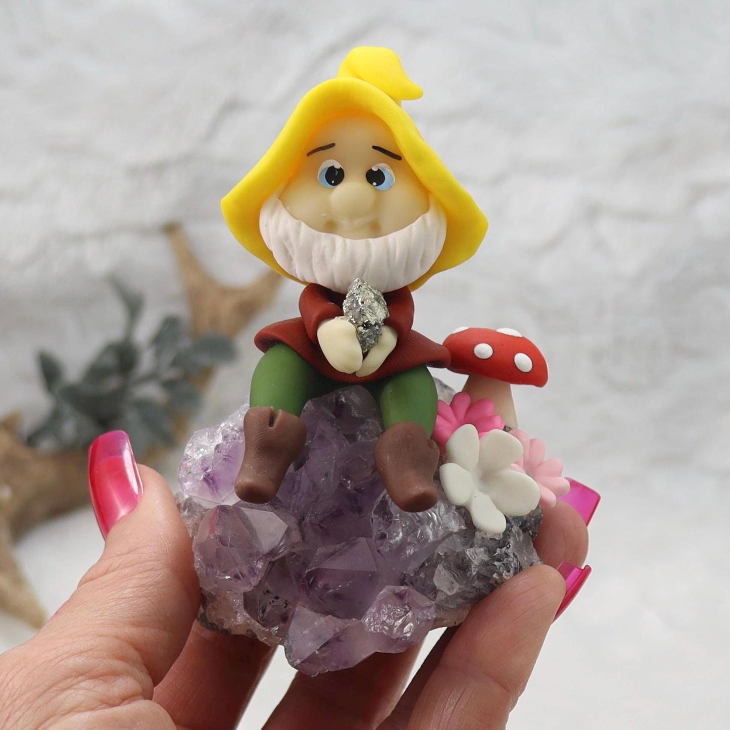 Amethyst Cluster with Clay Dwarf