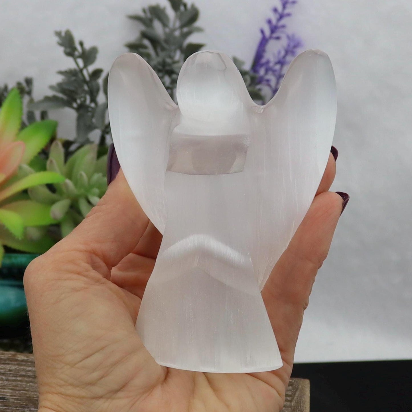 Selenite Angel – Hand-Carved Crystal Guardian for Peace, Protection & Spiritual Connection