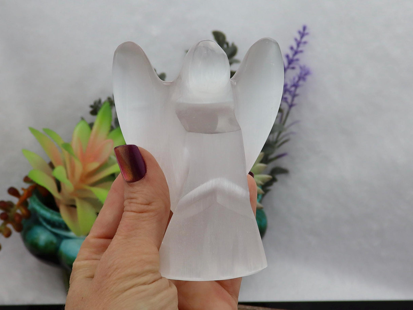 Selenite Angel – Hand-Carved Crystal Guardian for Peace, Protection & Spiritual Connection